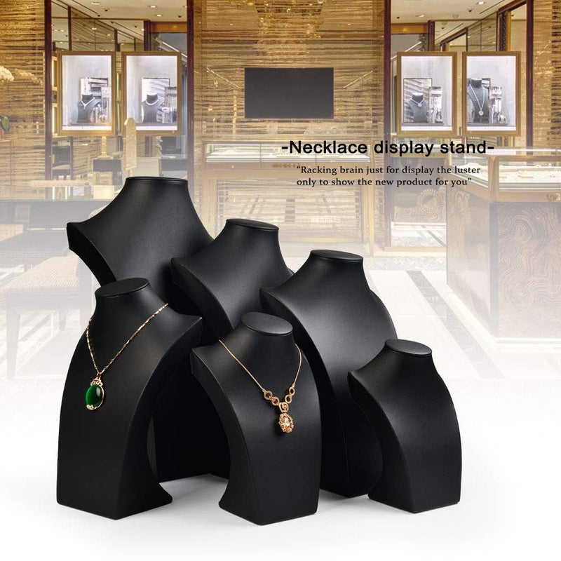 Oirlv Black Jewelry Display Bust Leather Necklace Display Stand For Show(H11.8inch) - Image 5